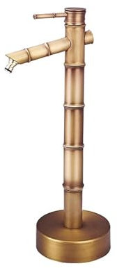 Wassersaule Garten aus Antikem Bambus, Komplett aus Kupfer Gefertigt, DekorativerAuf dem Boden Montierter Frostschutzhahn for den Garten(51.5cm/20in)