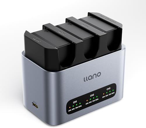 llano 3-Pack NP-W126 NP-W126S Batteries and 30W 3-Slot Fast Charger for Fujifilm X100VI X100V XT30II XM5 XT30 X100F XT3 XT2 XE4 XA7 X-PRO3 XT2, Heat Dissipation Aluminum Alloy Body, LED Display-Silver