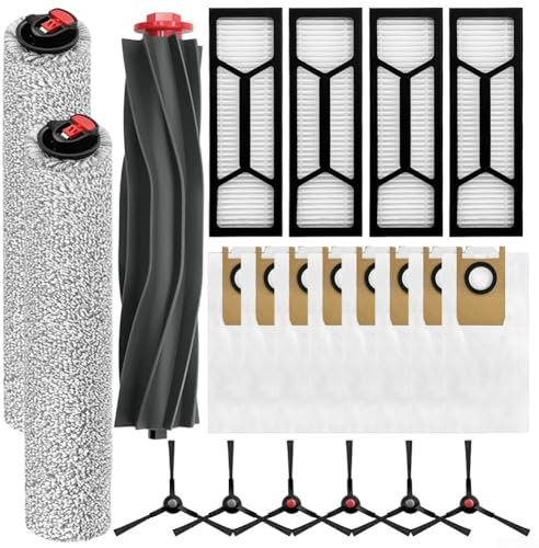 MeevrgR Kit de bolsa de polvo de filtro lateral principal para eufy para Omni S1 Pro/S1, nailon + plástico + papel de filtro, incluye cepillo principal, fregona rodante, cepillos laterales, filtros y