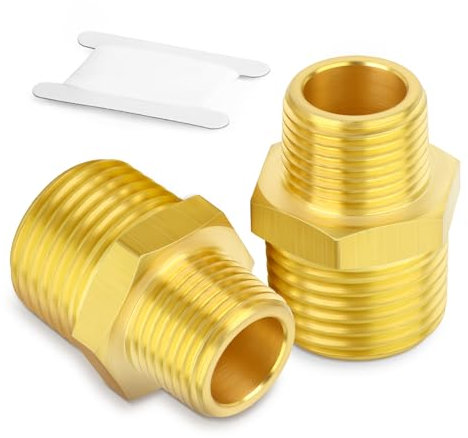 TAILONZ PNEUMATIC 2PCS tubo de latón, adaptador reductor, espiga hexagonal, 3/8-pulgada de tubo macho x 1/4-pulgada de tubo macho