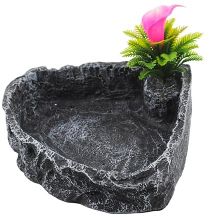 MUYG Reptile Water Dish Food Bowl,Corner Rock Terrarium Feeding Bowl Hermit Crab Water,Reptile Feeder Food and Water Dish,Tortoise, Lizard, Gecko, Chameleon, Bearded Dragon