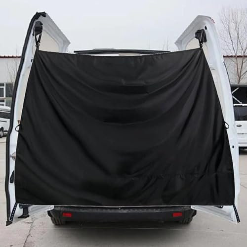 Grand rideau de douche noir de 2,3 x 1,8 m pour porte arrière de camping-car, avec 2 goujons de sol réglables, double couche, housse de voiture, camion de voyage