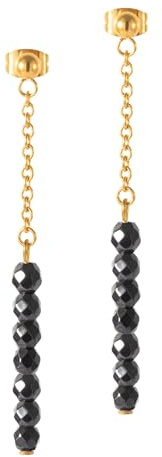 BERGERLIN Naturstein Ohrstecker Gold, facettierte Perlen, vergoldet | Ohrstecker Gold: Perlen Ohrstecker Damen & Herren aus echtem Edelstein, unisex – vom deutschen Prüflabor bestätigt.