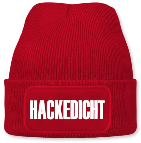 Prozente Momente Hackedicht – lustige Wintermütze | Beanie für Herren, warm, elastisch & Unisex, Strickmütze mit Patch & Druck, perfekt für Après-Ski, Weihnachtsmarkt & Fasching