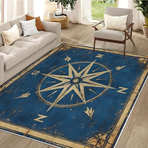 buyluhn Tappeto Quadrato Bussola Rosa Dei Venti 100x100 Piccoli Pelo Corto, Tappeti Soggiorno Morbidi Assorbente, Tappeto Lavabile In Lavatrice per Cucina Cameretta Sala QY28