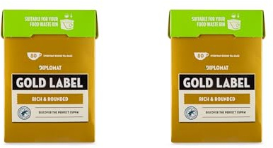 Bizzal Diplomat Gold Label Rich & Rounded Tea Bags, 80 Count per Pack, 250g, Pack of 2