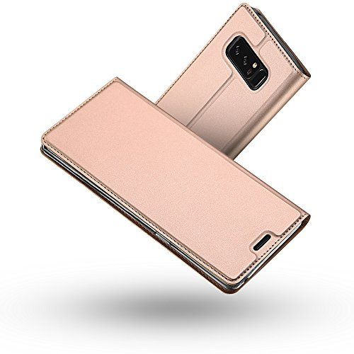 Radoo Galaxy Note 8 Hülle, Premium PU Leder Handyhülle Brieftasche-Stil Magnetisch Folio Flip Klapphülle Etui Brieftasche Hülle Schutzhülle Tasche Case Cover für Samsung Galaxy Note 8 (Rose Gold)