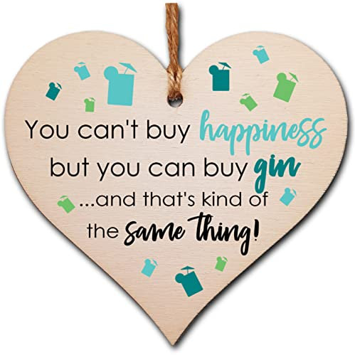 Handmade Wooden Hanging Heart Plaque Gift Perfect for Gin Lovers Novelty Funny Keepsake