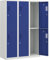 eurokraft | Basic | Doppelstock-Spind | 3 Abteile | Breite 1200 mm | 6 Fächer | lichtgrau/enzianblau