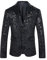 Allthemen Herren Pailletten Sakko Gold Glitzer Blazer Slim Fit Hochzeit Smoking Schwarz XXL