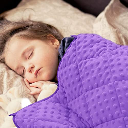 MAXTID Violette Gewichtsdecke für Kinder, 2,3 kg, 91,4 x 121,9 cm, für Kinder von 30 bis 31,8 kg, schwere Decke, genießen Sie natürlichen tiefen Schlaf, Violett