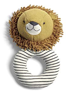 Mamas & Papas Baby/Toddle Soft Grabber Rattle, Ring Shaped, Lion | Soft Plush Texture, Engaging Rattle Sound, Easy-Grip Design, Stimulating Sensory Details, Safe Embroidered Features.