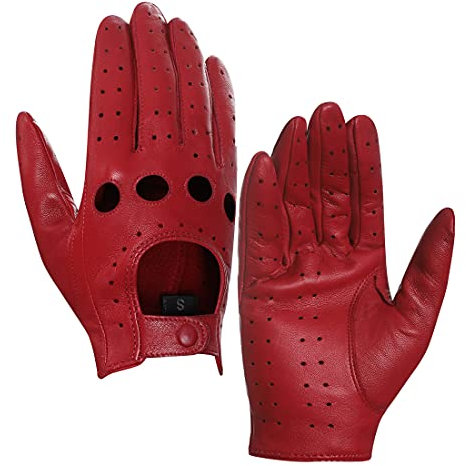 Harssidanzar Damen Lederhandschuhe Ungefüttert Upgrade GL009, Rot,Size XS