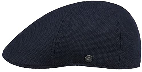 LIERYS Mackenzie Flatcap Kaschmir Herren Made in EU Baumwolle Herbst Winter dunkelblau XL (60-61 cm)