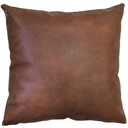 JOJUSIS Moderner Leder-Zierkissen Kissenhülle 50x50 für Couch, Sofa, Bett, 100 % Kunstleder, Dunkelbraun