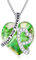 AOBOCO Kette Herz Damen Sterling Silber Ich Liebe Dich für immer Halskette, Hochzeitstag Geburtstagsgeschenk für Frauen Mama Freundin Sie (Simulierter Peridot-I Love you forever)