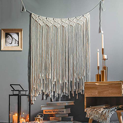 Herbests Große Makramee Wandbehang Treibholz-Dekor,Wandbehang Boho Deko Woven Wanddeko Wandteppich Böhmische Tapisserie von Baumwolle Gewebte Für Schlafzimmer Und Wohnzimmer Dekoration