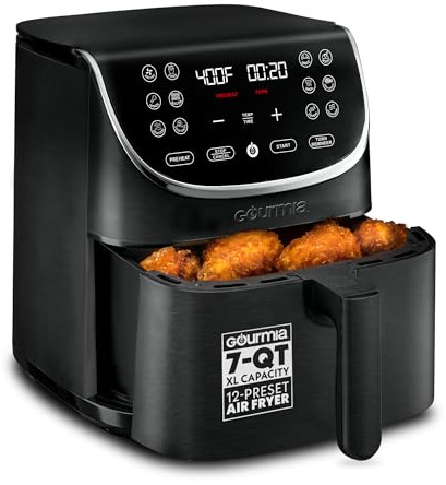 Gourmia - Friggitrice ad aria con visualizzazione digitale da 7 quarti, grande cucina con 12 preset da cucina, cestello friggitrice ad aria XL da 1700 W, potenza multifunzione