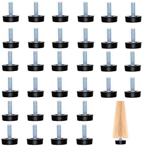 ALUYF 32 Pièces Pied de Nivellement pour Meubles Pied de Nivellement à Visser pour Meubles Tampons de Meubles à Vis pour Meuble Pieds Chaise Table Noir M8 * 25 mm