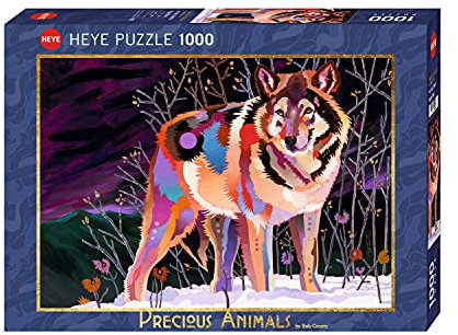 Heye 299392 Night Wolf 1000 Teile Puzzle, Silver