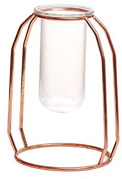 CUSROS Nordic Metal Stand Test Tube Vase Plant Flower Pot Hydroponic Planter Flower Holder for Home Office Decoration Rose Gold L