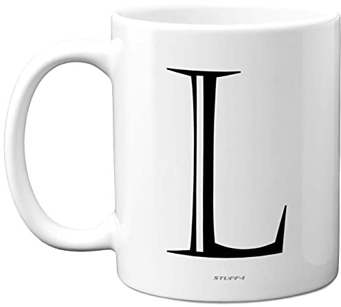 Stuff4 Taza personalizada con inicial del alfabeto – Taza con letra L, regalos para él y ella, Día del Padre, Día de la Madre, regalo de cumpleaños, 325 ml, cerámica apta para lavavajillas