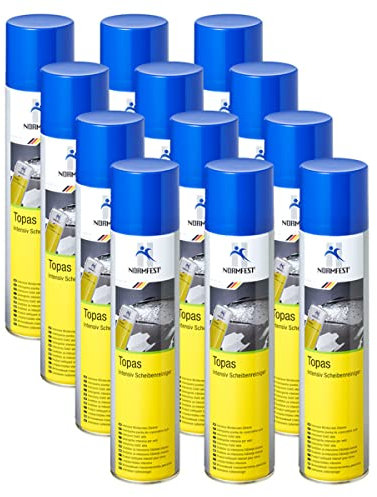 Normfest Topas Intensiv-Scheibenreiniger Schaum – haftstark, streifenfrei, gebrauchsfertig, für Glas, Spiegel und Autoscheiben, lackverträglich, ideal für Fahrzeugpflege, 12x 400 ml