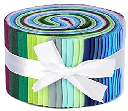 perfeclan 36x Baumwollstoff Patchwork, Jelly Rolls Stoff, Blumen Jelly Rolls Stoffstreifen Bundle für Patchwork, Quilten, Nähen Projekt, DIY Handwerk, Pure Farbe,6,25 x 100 cm