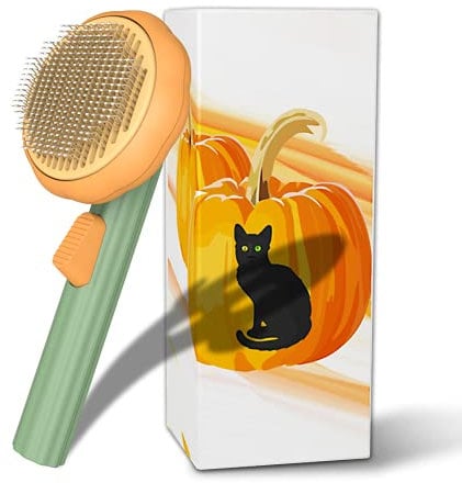 Pet Pumpkin Brush, Cute Pumpkin Shaped Pet Grooming Brush for Shedding Hair, Dog Brush Self Cleaning Slicker Brush for Long & Short Haired Dogs Cats Puppy Rabbit