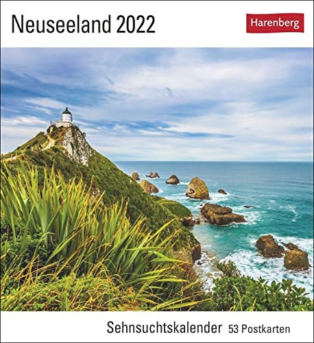 Sehnsuchtskalender Neuseeland - Kalender 2022 - Harenberg-Verlag - Postkartenkalender mit 53 heraustrennbaren Postkarten - 16 cm x 17,5 cm
