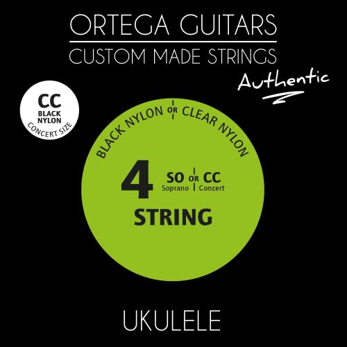 Ortega Guitars Saitensatz für Konzert-Ukulele - Nylon Schwarz (UKABK-CC) | Custom Made Strings, Authentic Series – Pflanzliches Nylon