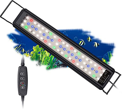 BELLALICHT Aquarium LED Beleuchtung, Vollspektrum Aufsatzleuchte Aquarium Lampe mit Timer, 10 Helligkeitsstufen Dimmbar, einstellbare Zeitschaltung 6/10/12 STD., SPL-45