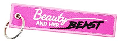 Streetculture BEAUTY AND HER BEAST DIE SCHÖNE UND IHR BIEST Nylon Jet Tag Schlüsselanhänger langlebig und robust - Accessories Zubehör Lanyard Schlüsselband Auto Tuning Girl