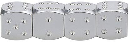 LSGGTIM Valve Caps 4pcs Dice Dustproof Valve Caps Aluminum Alloy Tire Valve Caps Cover for Car Bike Motorcycle Tyre Wheels White