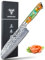 SANMUZUO 18 cm Santokumesser - Japanisches Kochmesser - Gehämmertem Damaststahl und Harz Griff - YAO Serie Damastmesser