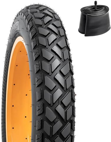 YunSCM 1er-Pack 50,8 cm Fat E-Bike-Reifen 20 x 4,0 ETRTO 102-406 mit 20 Zoll Fat Bike Schlauch 20 x 3,5/4,0 AV32 mm Schrader-Ventil kompatibel 98/100-406 Rennrad/E-Bike 20 x 4,0 Fat Tyre und Schlauch