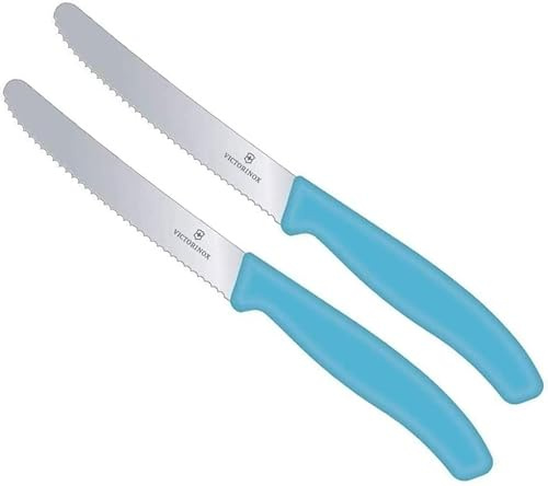 Victorinox | 2 Stück Tafelmesser Swiss Classic | Karibikblau | Tomatenmesser mit Wellenschliff | rostfrei | Swiss Made
