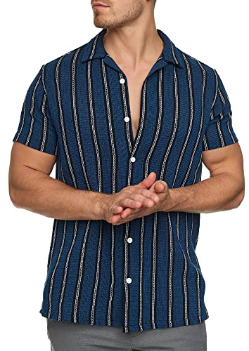Indicode Herren INCosby Kurzarmhemd aus 100% Baumwolle mit Kentkragen