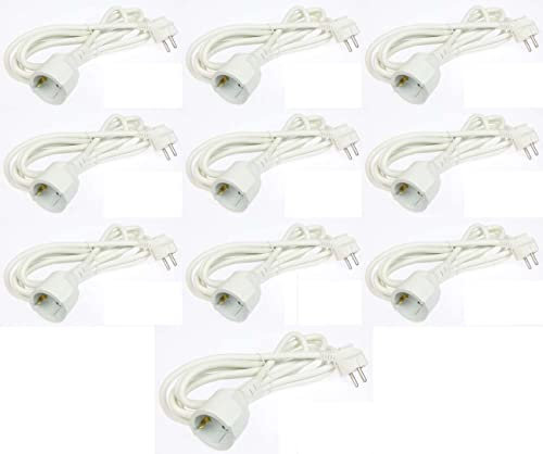 10 Stück Verlängerungskabel 3 m Weiss 3 x 1,5 qmm Schukokabel Stromkabel Kunststoff Schuko Verängerung mit Winkelstecker