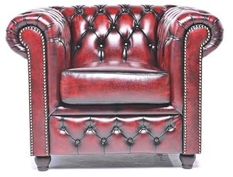 Chesterfield Sessel Brighton - The Brand | 1 Sitzer | 100% Leder, handgefertigt, Original Breite 100 cm (Antik Rot)