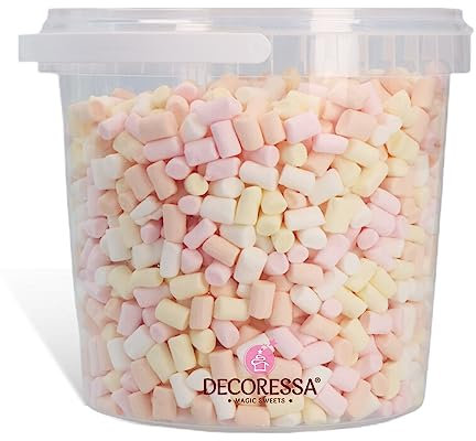 DECORESSA Mini Marshmallows 4 Farben Mix 500g Vorratspack Zuckerdekor für Eis, Müsli, Backwaren, perfekt für Gastro
