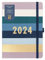 Busy B - Busy Life Terminkalender von Januar bis Dezember 2024 - Streifen - A5 Wochenplaner mit doppeltem Terminplaner, Stifthalter und Steckfächern