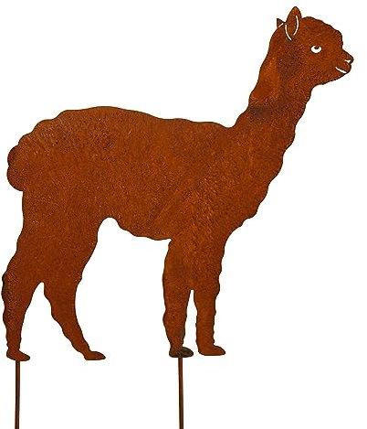 Bornhöft Gartenstecker Alpaka Lama XXL Beetstecker Topfstecker Metall Rost Gartendeko Edelrost rostige Dekoration Kamel