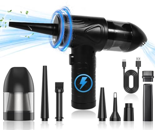 2 in 1 Electric Compressed Air Duster, Cordless Air Duster and Vacuum, Electric Compressed Air Duster Blower, 3 Adjustable Speed with LED-Light for Laptop Keyboard Computer Electronics Cleaning