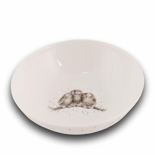 Wrendale Designs Porzellan Müsli Schale flach, Motiv Eulen, ca. 15,3 cm D, ca. 400ml von der britischen Künstlerin Hannah Dale für Müsli Dessert Nachtisch Eiscreme Snacks- & Suppen oder als Geschenk