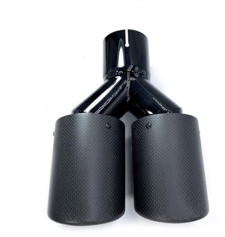 Endrohr für Autos 1 Stück Matt Carbon + Schwarz Edelstahl Auspuff Dual Tips Auto Schalldämpfer Doppelrohre für Abgasanlagen Dual Tips Autozubehör Auspuffblenden (Size : 70-101mm)