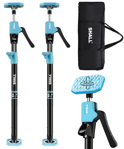 SHALL 2 Pcs Adjustable 60-115cm Plasterboard Support Props, Third Hand Tool Support System,70kg Capacity per Prop for Wall/Ceiling/Cabinet Installation, Anti-Slip Rotating Pad