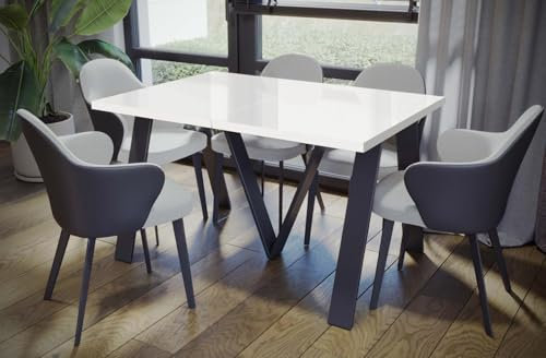 Endo-Moebel XXL Esstisch Lungo 130 cm - 405 cm erweiterbar Küchentisch bis 12 Personen ausziehbar (Weiß Hochglanz)