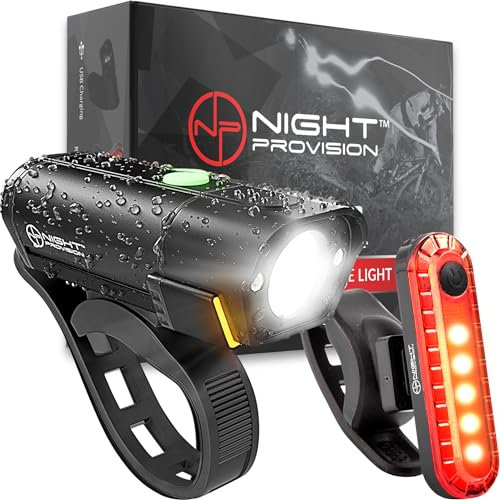 BX-500 Rechargeable Bike Light Set - Powerful Front and Back Lights, Bicycle Accessories for Night Riding, Cycling Safety Best Headlight with USB Tail Rear for Adults Kids Men Women Road Mountain
