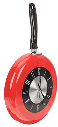 Alipis Metal Wall Clock Frying Pan Design Mantel Clock for Kitchen Living Decor